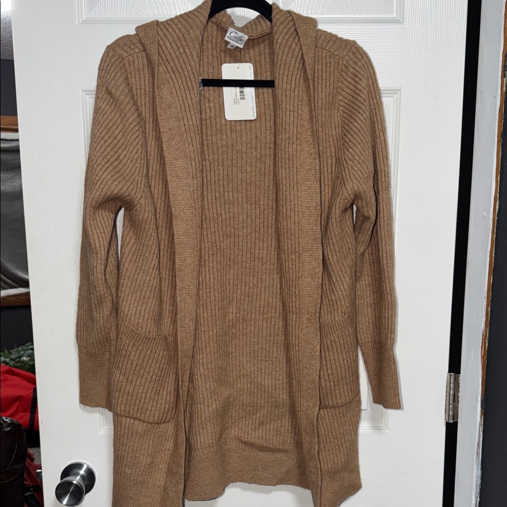 NWT Cozy Tan Hooded Cardigan